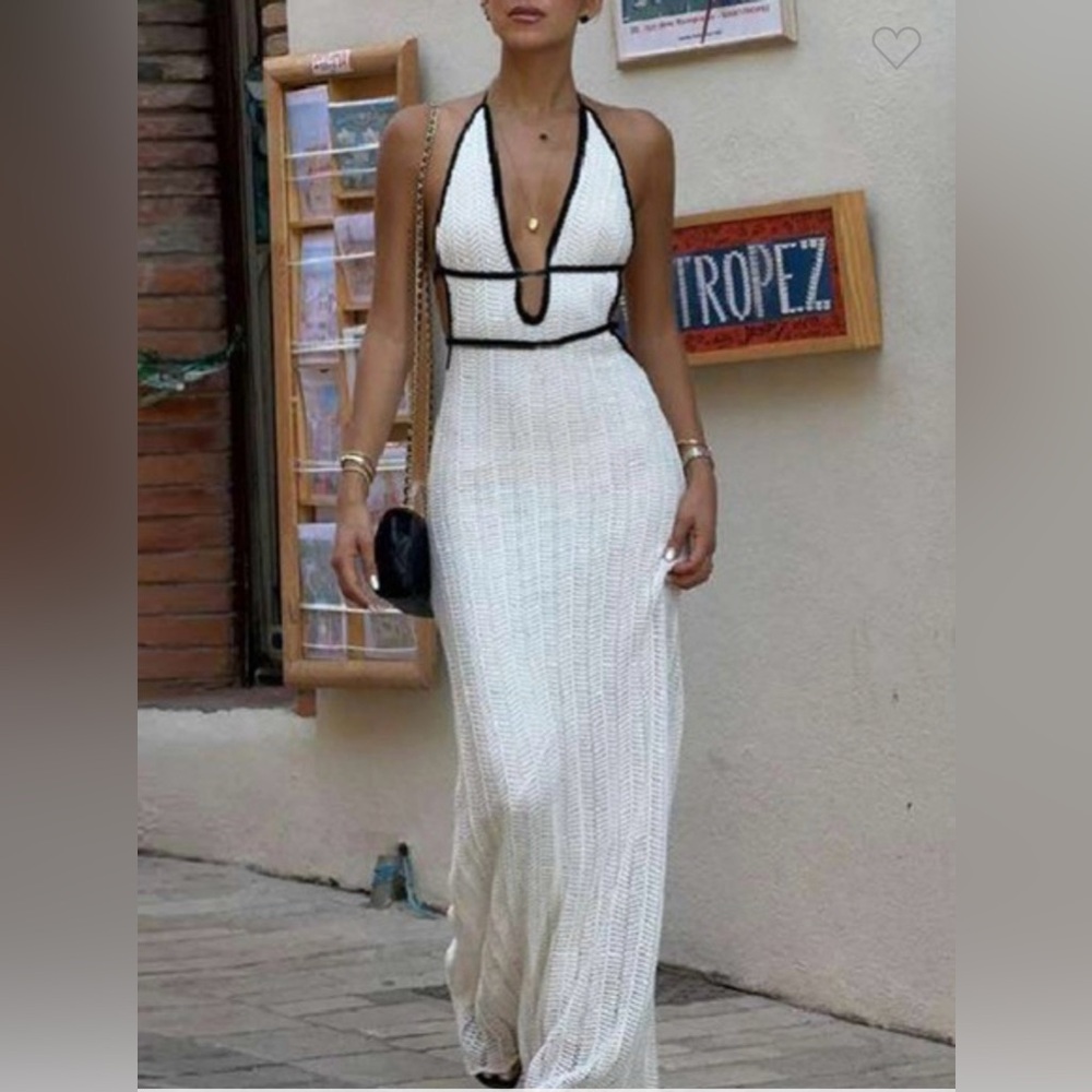 Elegant White Halter Maxi Dress